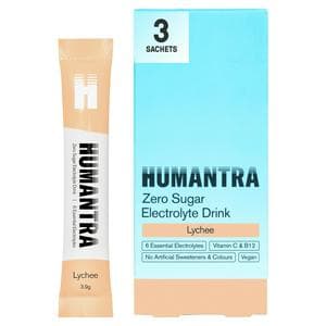 Humantra 3 x 3.9g Lychee Zero Sugar Electrolyte Drink Hydration Sachets
