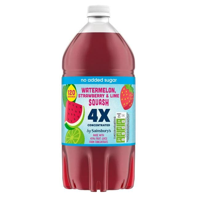 Sainsbury's 1.5L Watermelon, Strawberry & Lime Squash - gallery image 1