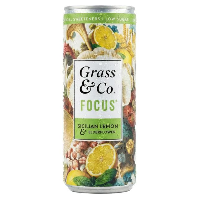 Grass & Co. 250ml Liquid Focus Elderflower & Sicilian Lemon Functional Drink - gallery image 1