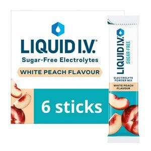 Liquid IV Sugar Free 6 x Sachets White Peach Daily Hydration Electrolyte Powder Mix