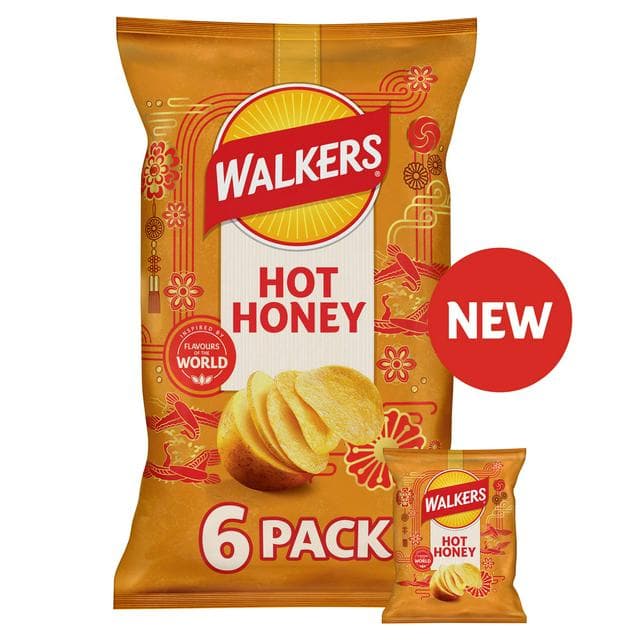 Walkers 6 x 25g Snacks Hot Honey Multipack Crisps - gallery image 1