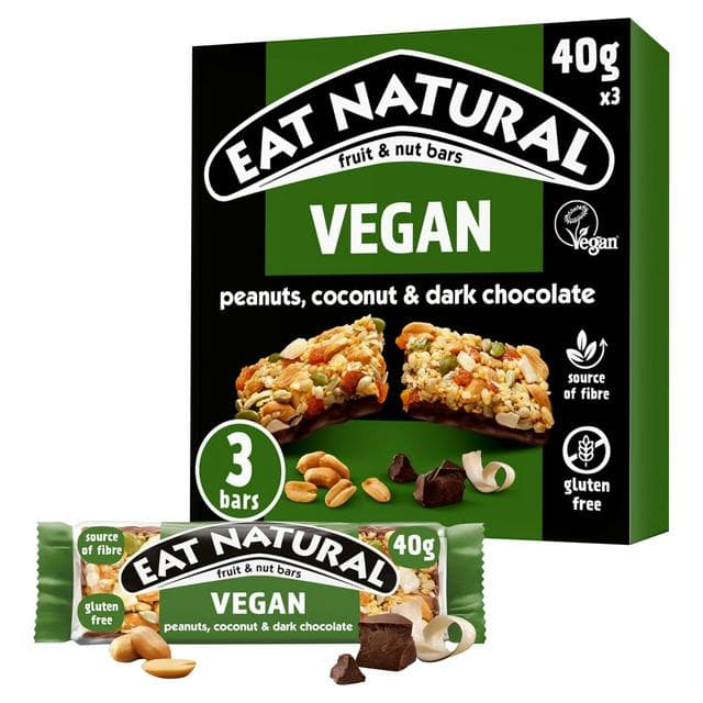 Eat Natural 3 x 40g Peanuts, Coconut & Dark Chocolate Fruit & Nut Vegan Cereal Bars - gallery image 1