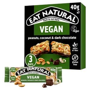 Eat Natural 3 x 40g Peanuts, Coconut & Dark Chocolate Fruit & Nut Vegan Cereal Bars