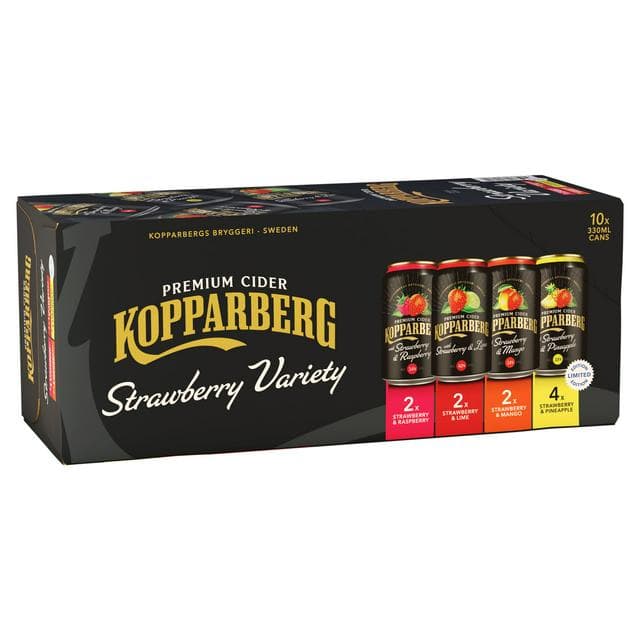 Kopparberg 10 x 330ml the Strawberry Variety Pack Premium Cider Cans - gallery image 1