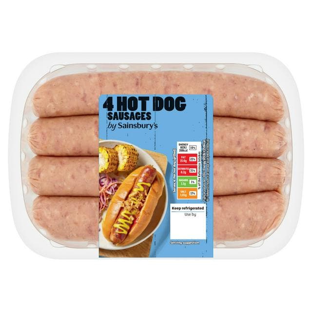 Sainsbury's 4 x Hot Dog Sausages 400g - gallery image 1