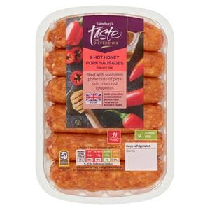 Sainsbury's 6 x British Hot Honey Pork Sausages 400g