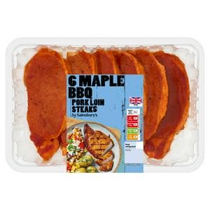 Sainsbury's 6 x British Maple BBQ Pork Loin Steaks 600g