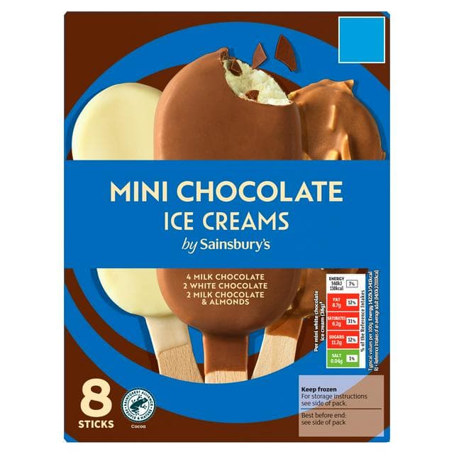 Sainsbury's 8 x 55ml Mini Chocolate Ice Creams - gallery image 1