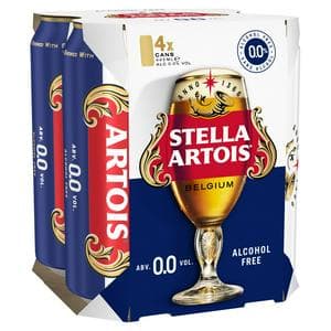 Stella Artois 4 x 440ml 0.0% Alcohol Free Premium Lager Beer Cans