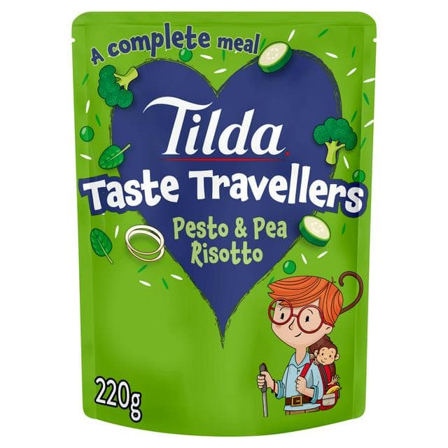 Tilda 220g 3+ Years Kids Taste Travellers Pesto & Pea Risotto Meal Pouch - gallery image 1