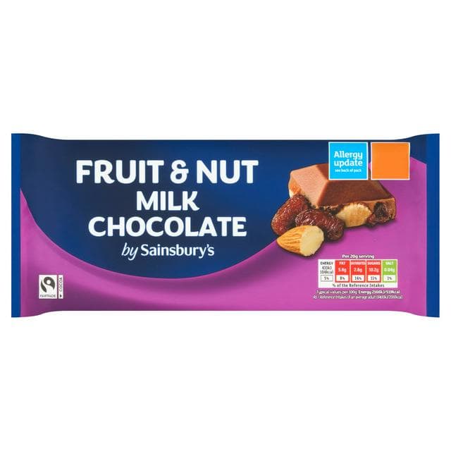 Sainsbury's Fruit & Nut Milk Chocolate 180g - gallery image 1