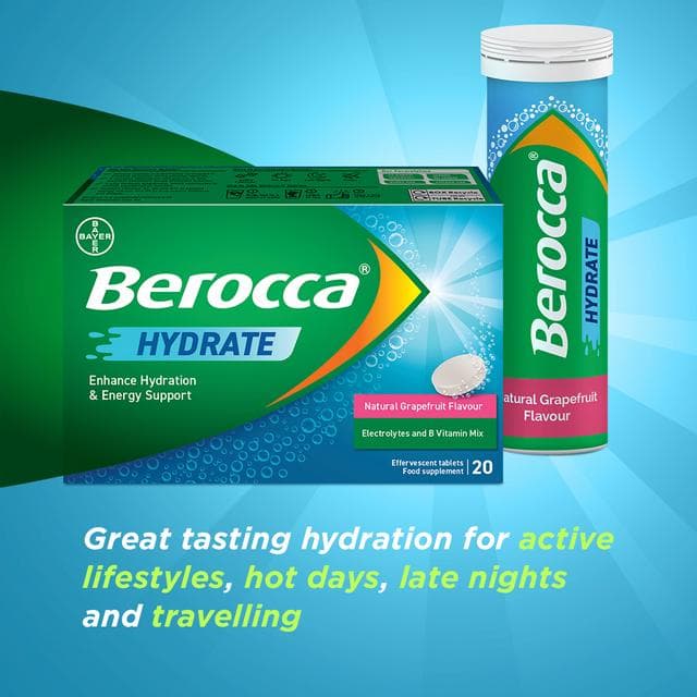 Berocca 20 x Hydrate Natural Grapefruit Flavour Effervescent Tablets - gallery image 3