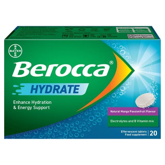 Berocca 20 x Hydrate Natural Mango Passionfruit Flavour Effervescent Tablet - gallery image 1