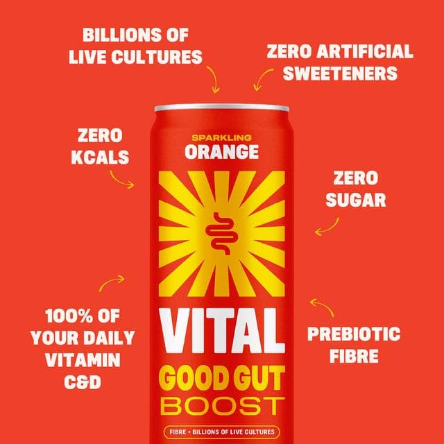 Vital Gut Healthy Sparkling Orange 4 x 330ml - gallery image 3