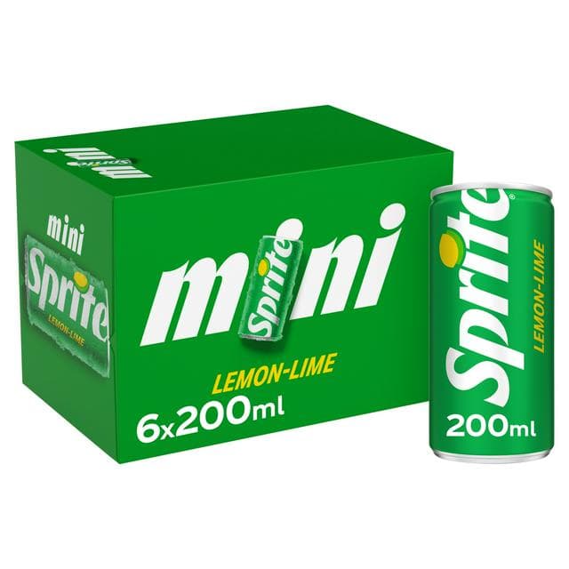 Sprite Lemon Lime 6 x 200ml Cans - gallery image 1