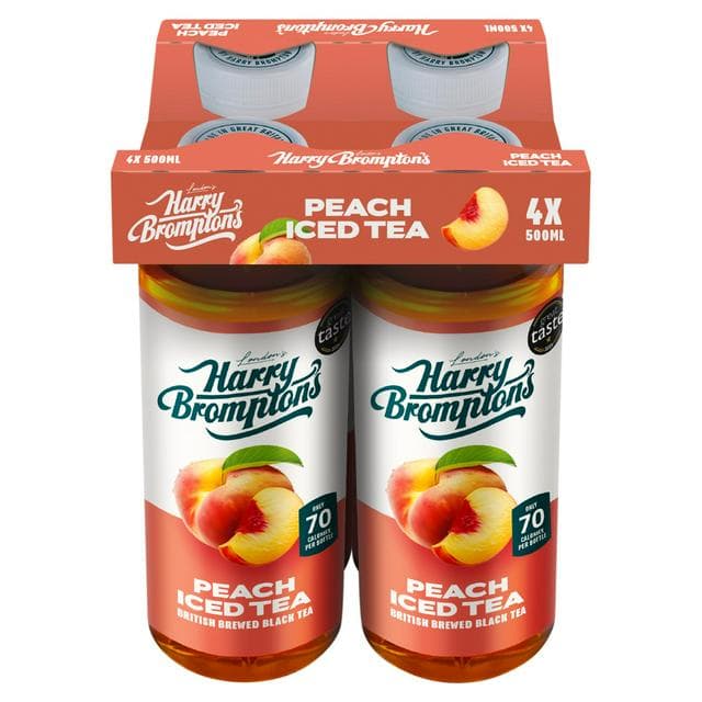 Harry Brompton's 4 x 500ml Peach Iced Tea London's British Brewed Black Tea - gallery image 1