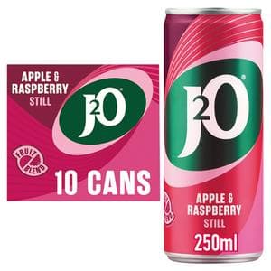 J2O 10 x 250ml Apple & Raspberry Still Soft Drink Cans