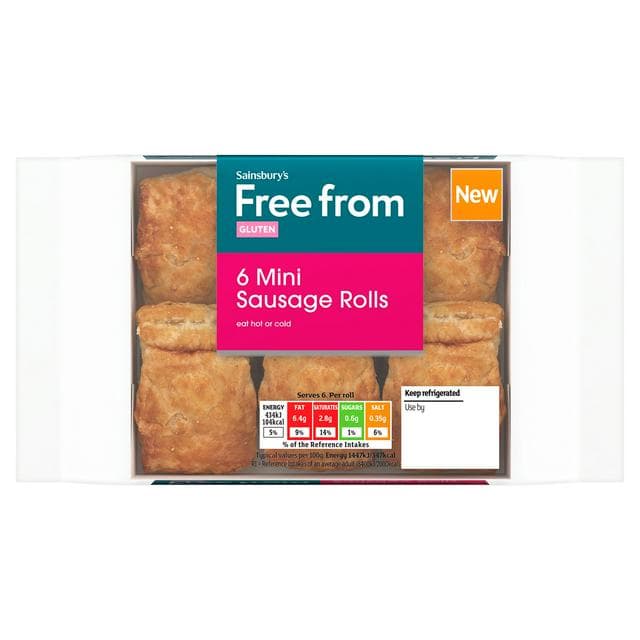 Sainsbury's Free From 6 x Mini Sausage Rolls 180g - gallery image 1