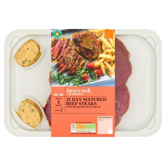 Sainsbury's Just Cook 300g 21 Day Matured Beef Steaks with Bearnaise Butter - gallery image 1