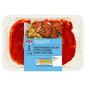 Sainsbury's Just Cook 440g Mediterranean Style Pork Loin Steaks