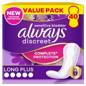 Always Discreet 40 x Incontinence Long Plus Panty Liners