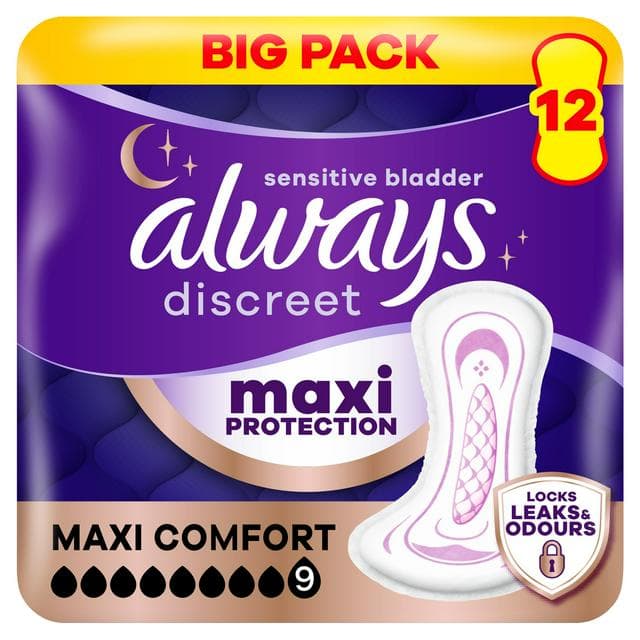 Always Discreet 12 x Maxi Comfort Women Incontinence Pads - gallery image 1