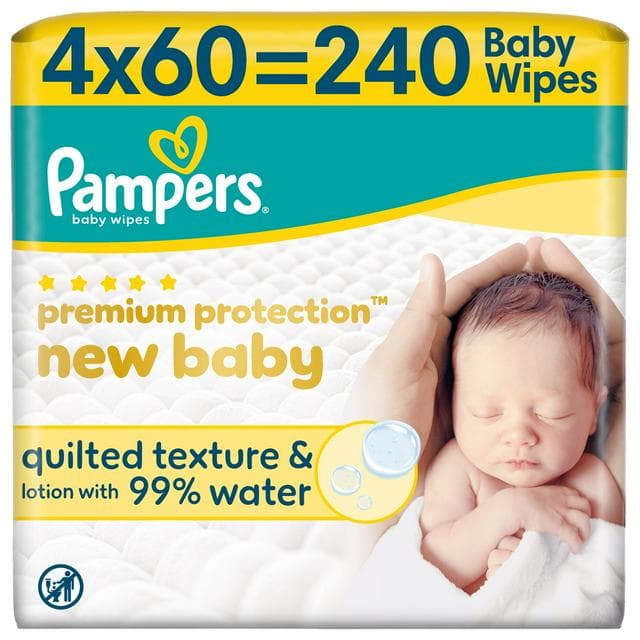 Pampers New Baby 240 Premium Protection Plastic Free Baby Wet Wipes - gallery image 1