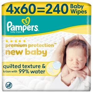 Pampers New Baby 240 Premium Protection Plastic Free Baby Wet Wipes