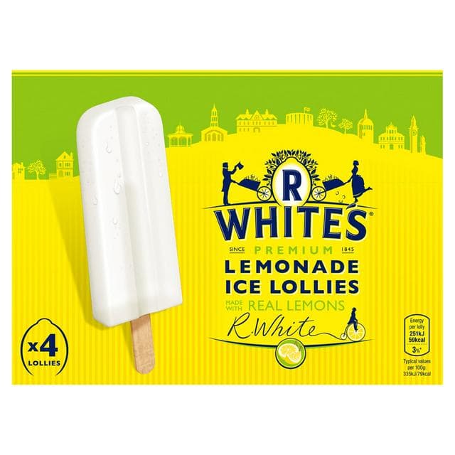 R Whites 4 x 75g Premium Lemonade Ice Lollies - gallery image 1