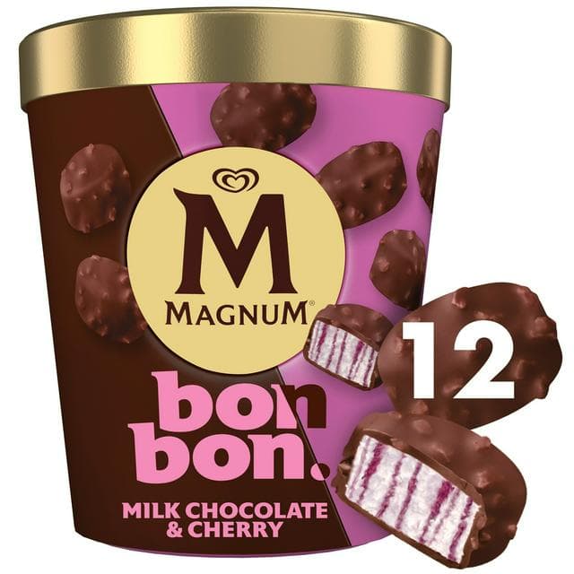 Magnum 12 x 17ml Bonbon Cherry & Milk Chocolate Ice Cream Frozen Snack - gallery image 1