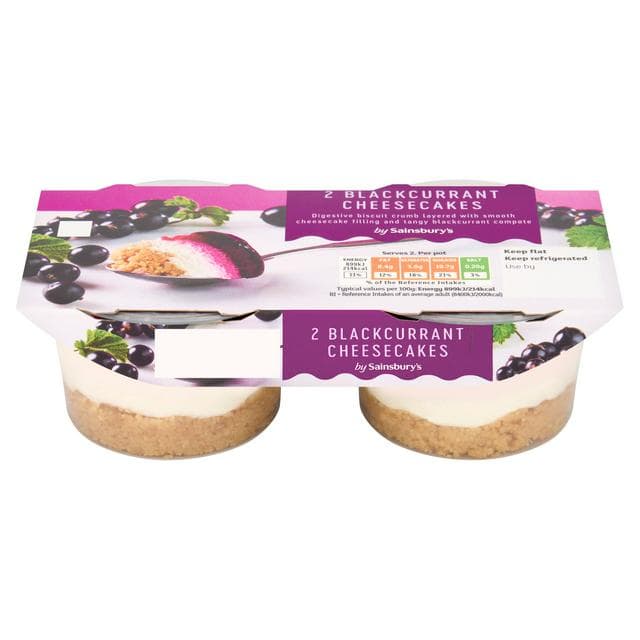 Sainsbury's 2 x 100g Blackcurrant Cheesecakes - gallery image 1