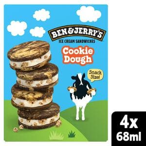 Ben & Jerry's 4 x 68ml Cookie Dough Ice Cream Sandwich