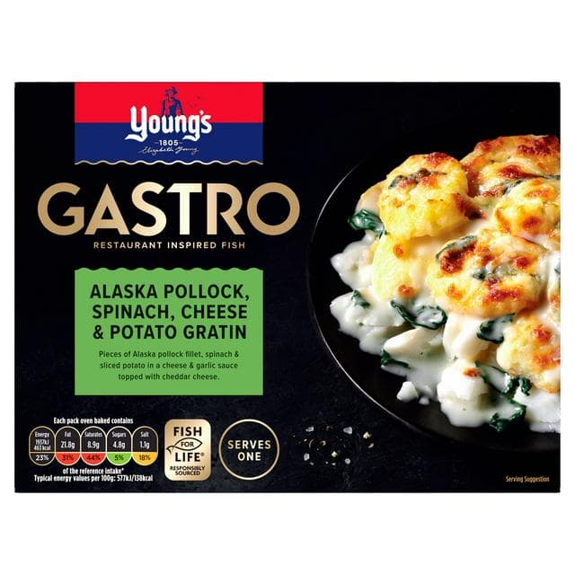 Young's 360g Gastro Alaska Pollock, Spinach, Cheese & Potato Gratin - gallery image 1