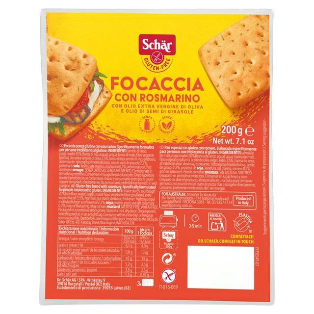 Schär 200g Gluten Free Focaccia - gallery image 1