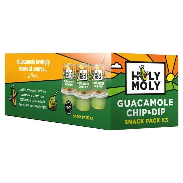 Holy Moly 3 x 76g Guacamole Chip & Dip Snack Pack - gallery image 1