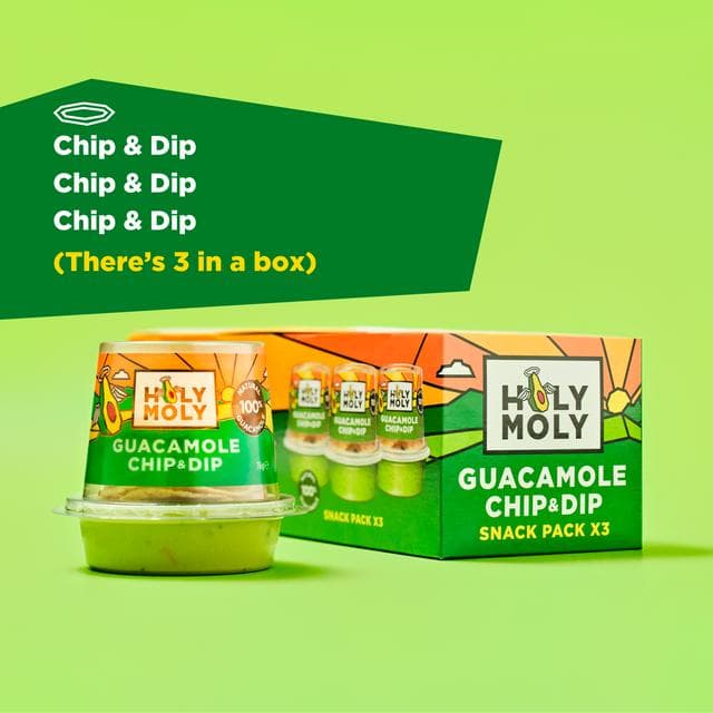Holy Moly 3 x 76g Guacamole Chip & Dip Snack Pack - gallery image 2