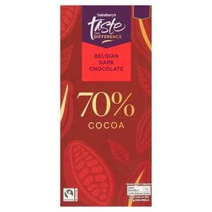 Sainsbury's 100g 70% Cocoa Belgian Dark Chocolate Bar, Taste the Difference