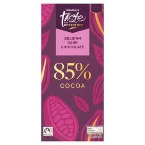 Sainsbury's 100g Cocoa Belgian 85% Dark Chocolate Bar, Taste the Difference