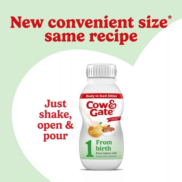 Cow & Gate 500ml First Infant Milk from Birth Ready to Use - gallery image 2