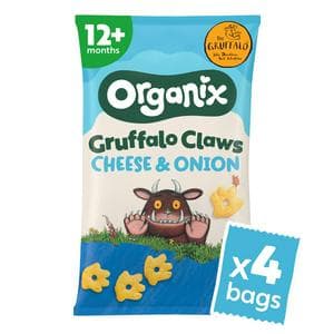 Organix 4 x 15g 12+ Months Cheese & Onion Gruffalo Claws Toddler Snack Multipack