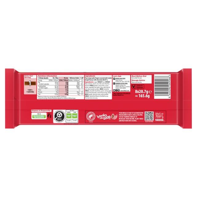 KitKat 8 x Finger Cookie Dough Flavour Multipack Chocolate Bar 165g - gallery image 3