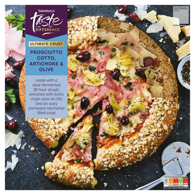 Sainsbury's 670g Ultimate Crust Prosciutto Cotto, Artichoke & Olive Pizza, Taste the Difference - gallery image 1