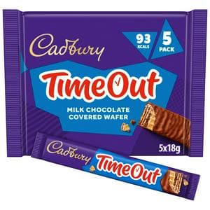 Cadbury Timeout 5 x 18g Milk Chocolate Wafer Multipack Biscuit Bars