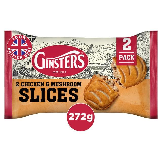 Ginsters 2 x Chicken & Mushroom Slices 272g - gallery image 1