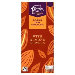 Sainsbury's 100g Almond Slivers Belgian Dark Chocolate Bar, Taste the Difference