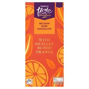 Sainsbury's 100g Belgian Dark Chocolate with Sicilian Blood Orange Bar, Taste the Difference