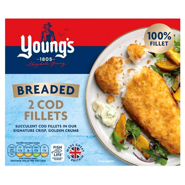 Young's 2 x Breaded Cod Fillets 200g - gallery image 1