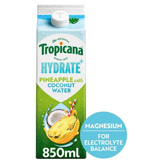 Tropicana 850ml Pineapple with Coconut Water Hydrate + Refreshing Fruit Juice - gallery image 1