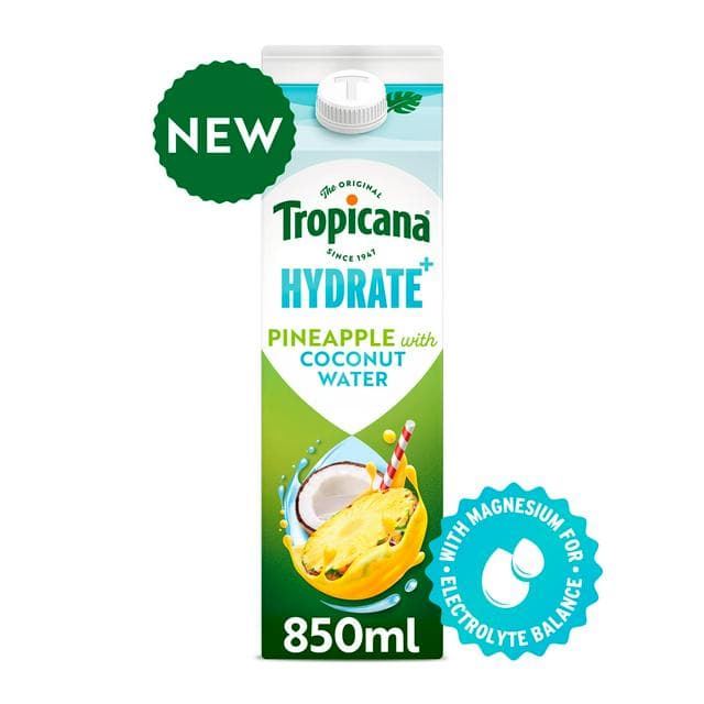 Tropicana 850ml Pineapple with Coconut Water Hydrate + Refreshing Fruit Juice - gallery image 1