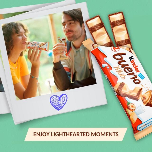 Kinder Bueno 5 x 39g White Milk & Hazelnuts Multipack Bars - gallery image 3